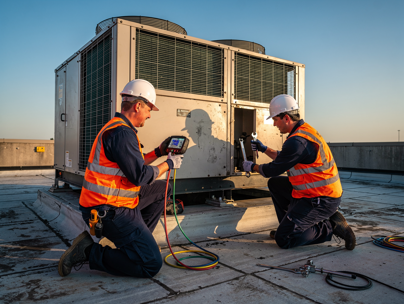 New HVAC system installation in a residential basement