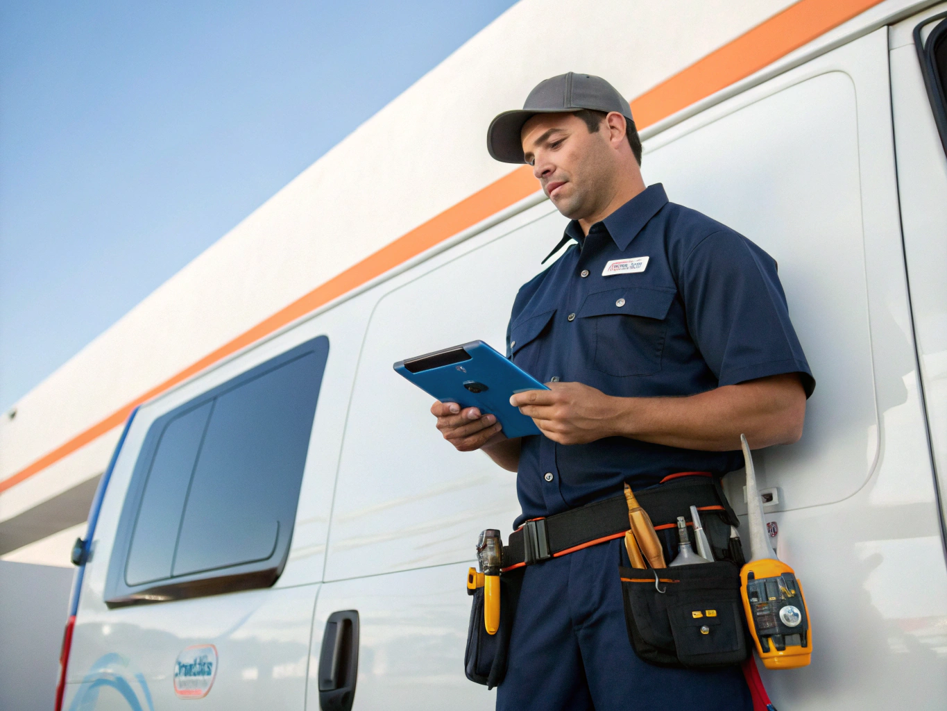 HVAC technician inspecting residential cooling system