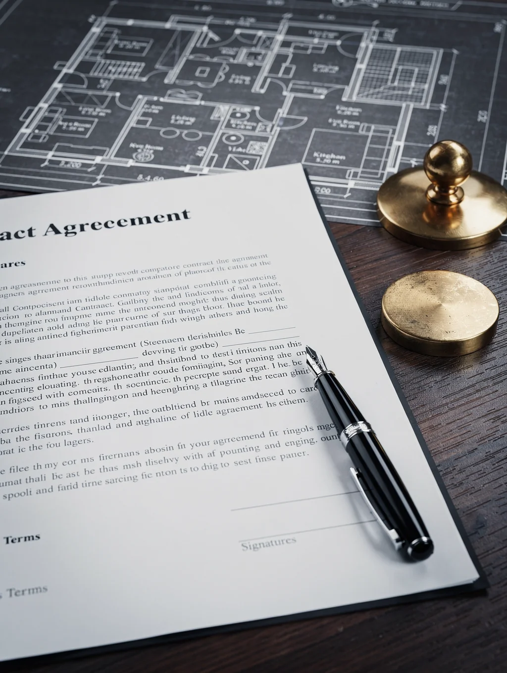 Professional HVAC service policy documents and contract on office desk